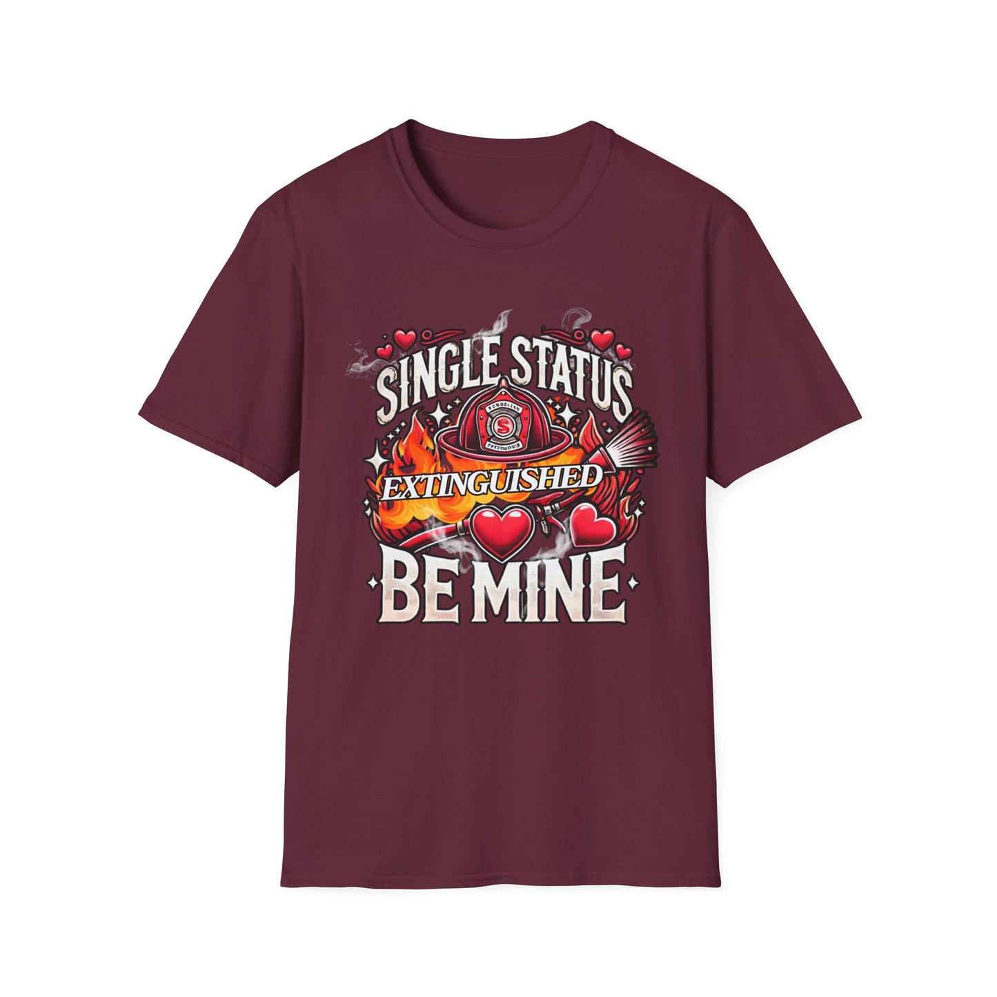 Single Status Be Mine Unisex T-Shirt, Cute Firefighter Fireman Lover Tee Gift for First Responder Friend, Funny love, Valentine's Day Couple