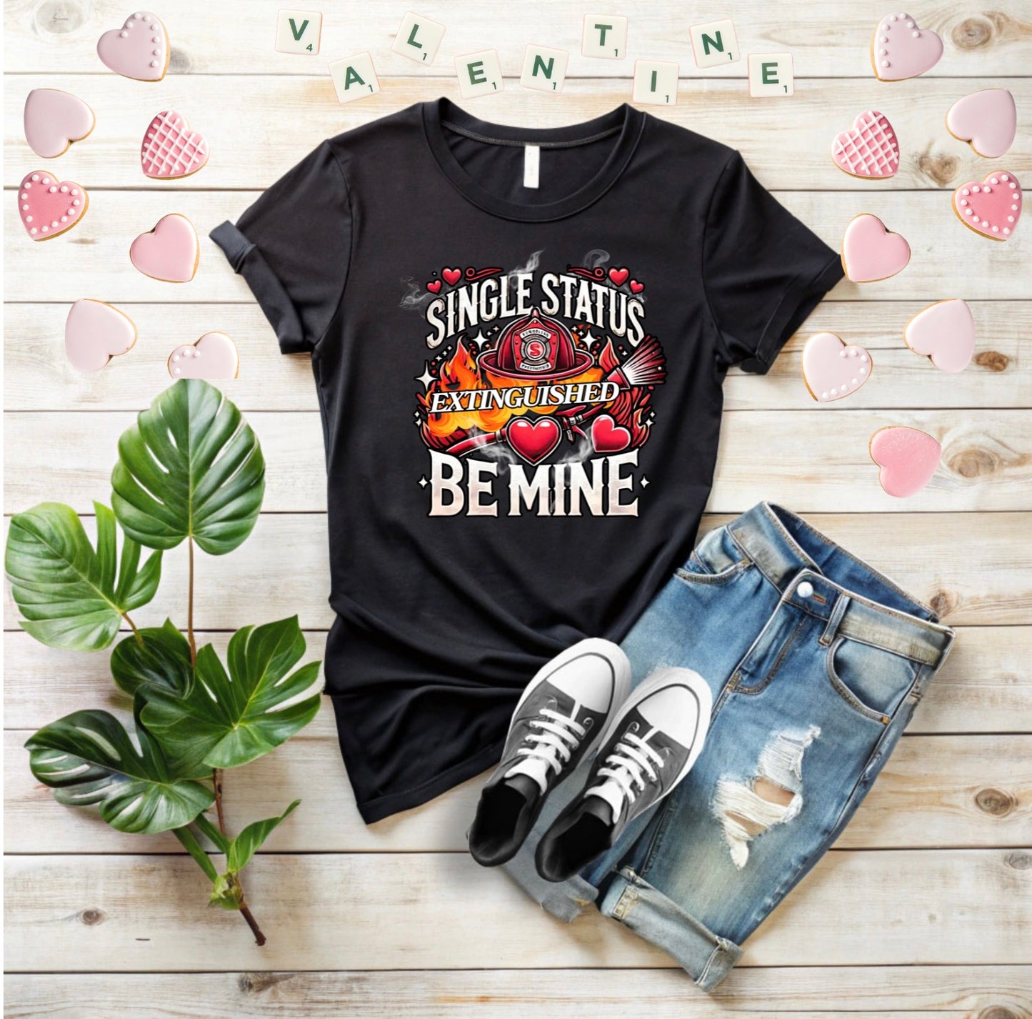 Single Status Be Mine Unisex T-Shirt, Cute Firefighter Fireman Lover Tee Gift for First Responder Friend, Funny love, Valentine's Day Couple