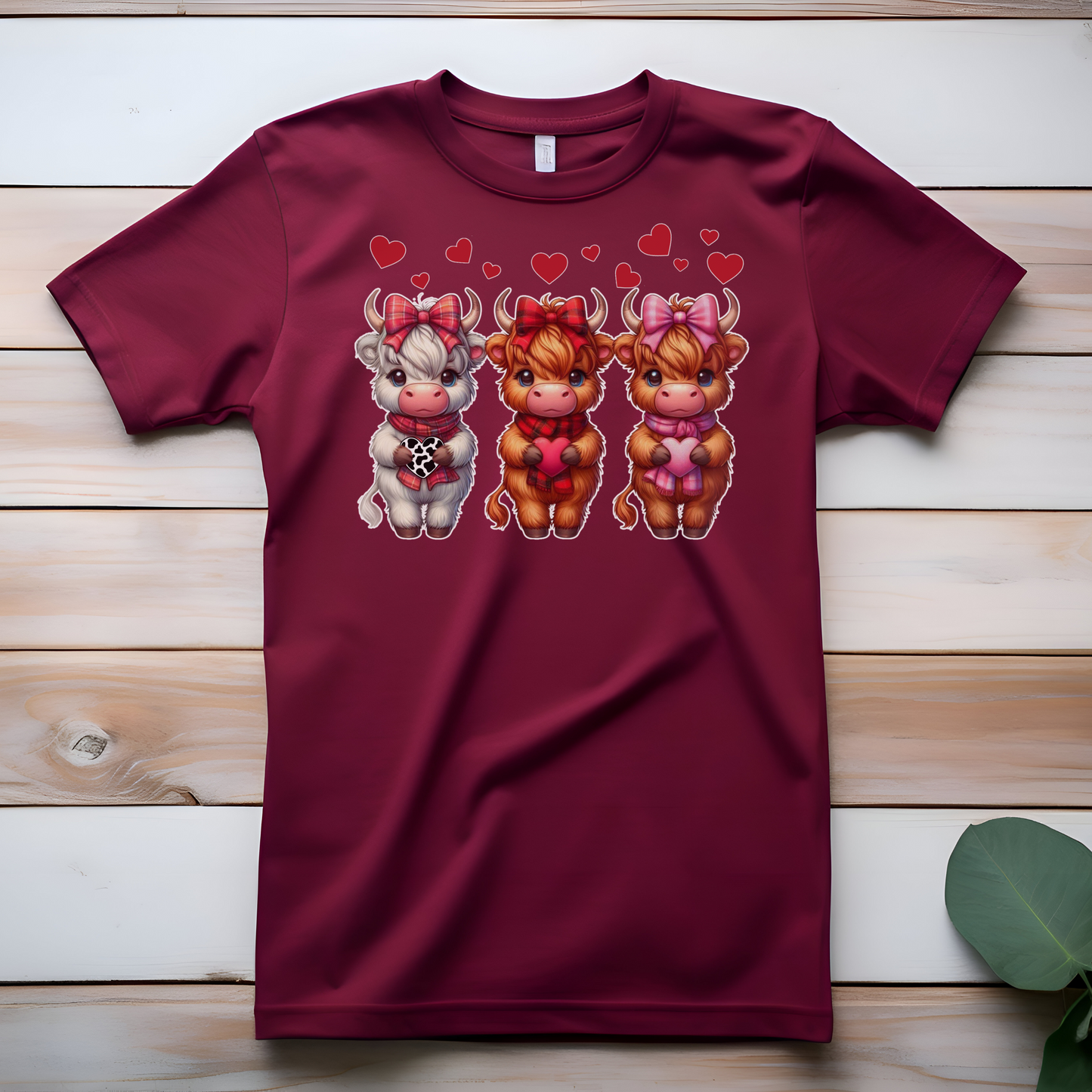 Highland Cow Valentine Shirt, Trendy Cute Farmhouse Valentine Tee, Cows Hearts & Bows, Casual Wear, Unique Gift Idea, Unisex Softstyle Tee