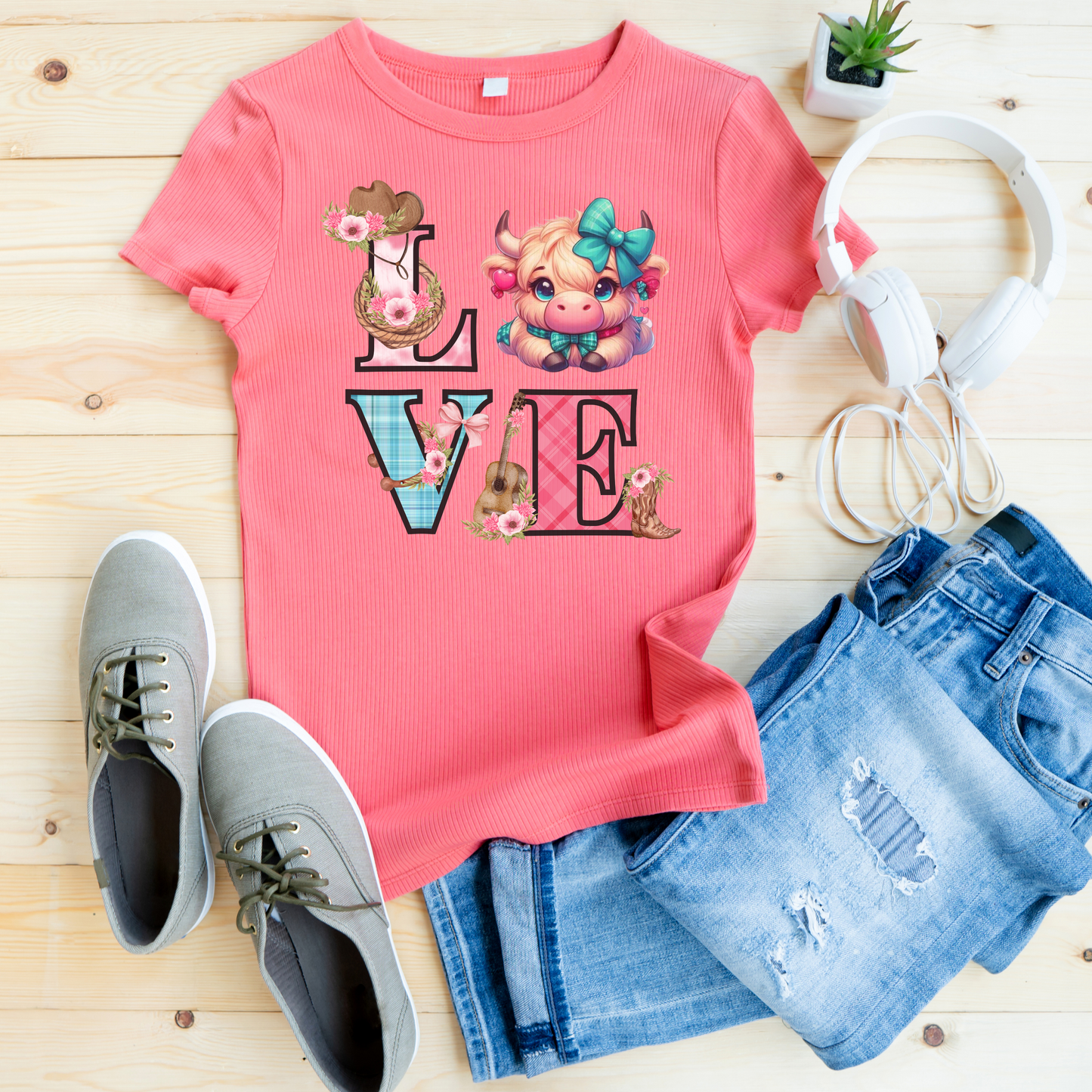 Highland Cow Valentine Shirt, Trendy Cute Farmhouse Valentine Tee, Cows Hearts & Bows, Casual Wear, Unique Gift Idea, Unisex Softstyle Tee