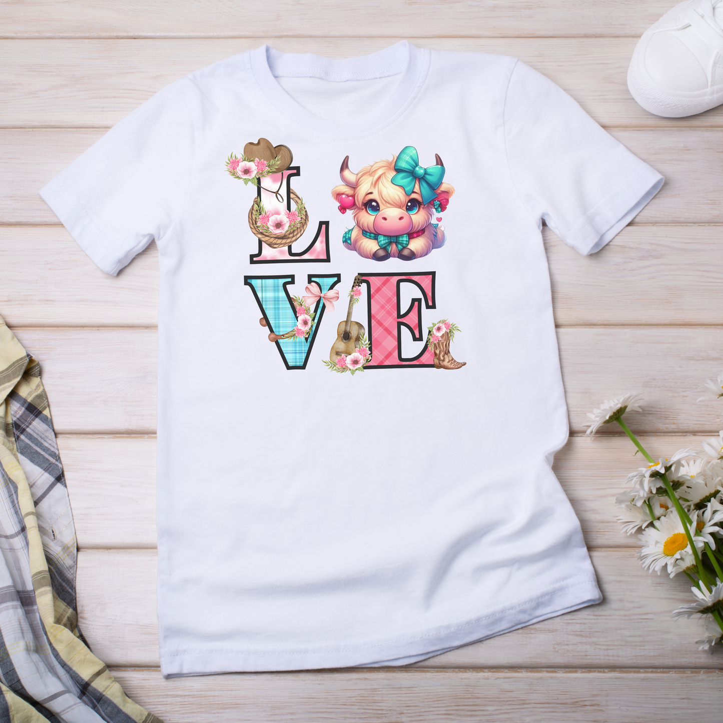 Highland Cow Valentine Shirt, Trendy Cute Farmhouse Valentine Tee, Cows Hearts & Bows, Casual Wear, Unique Gift Idea, Unisex Softstyle Tee