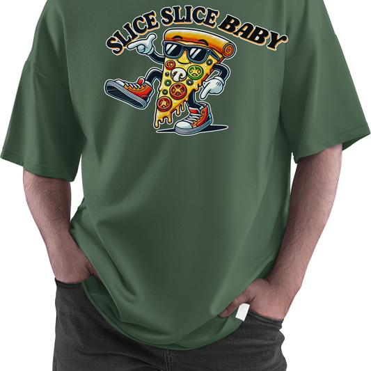 Slice Slice Baby Pizza T-Shirt, Funny Pizza Lover Tee, Foodie Gift, Cool Graphic Tee Casual Wear, Unique Gift Idea, Unisex Softstyle Tee