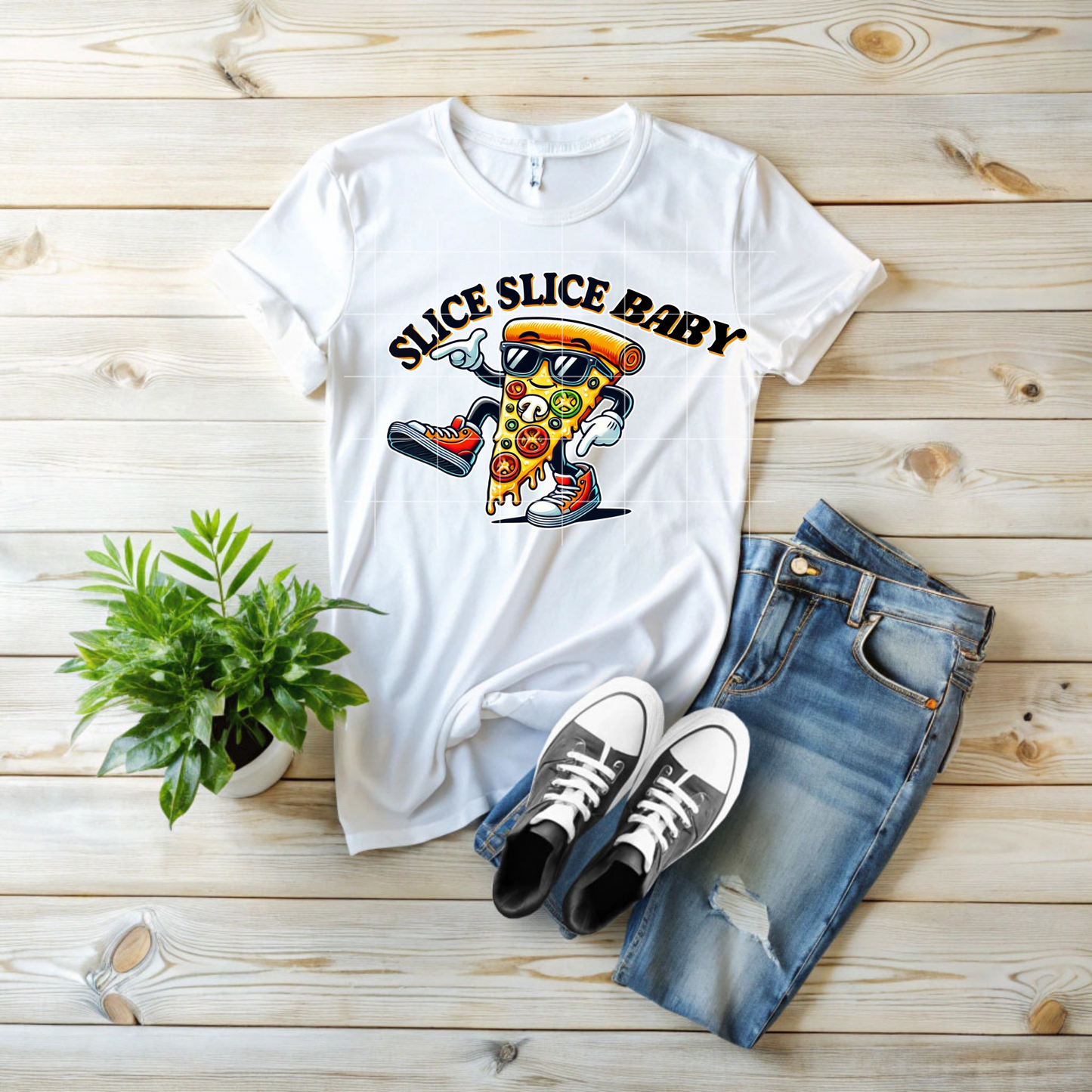 Slice Slice Baby Pizza T-Shirt, Funny Pizza Lover Tee, Foodie Gift, Cool Graphic Tee Casual Wear, Unique Gift Idea, Unisex Softstyle Tee