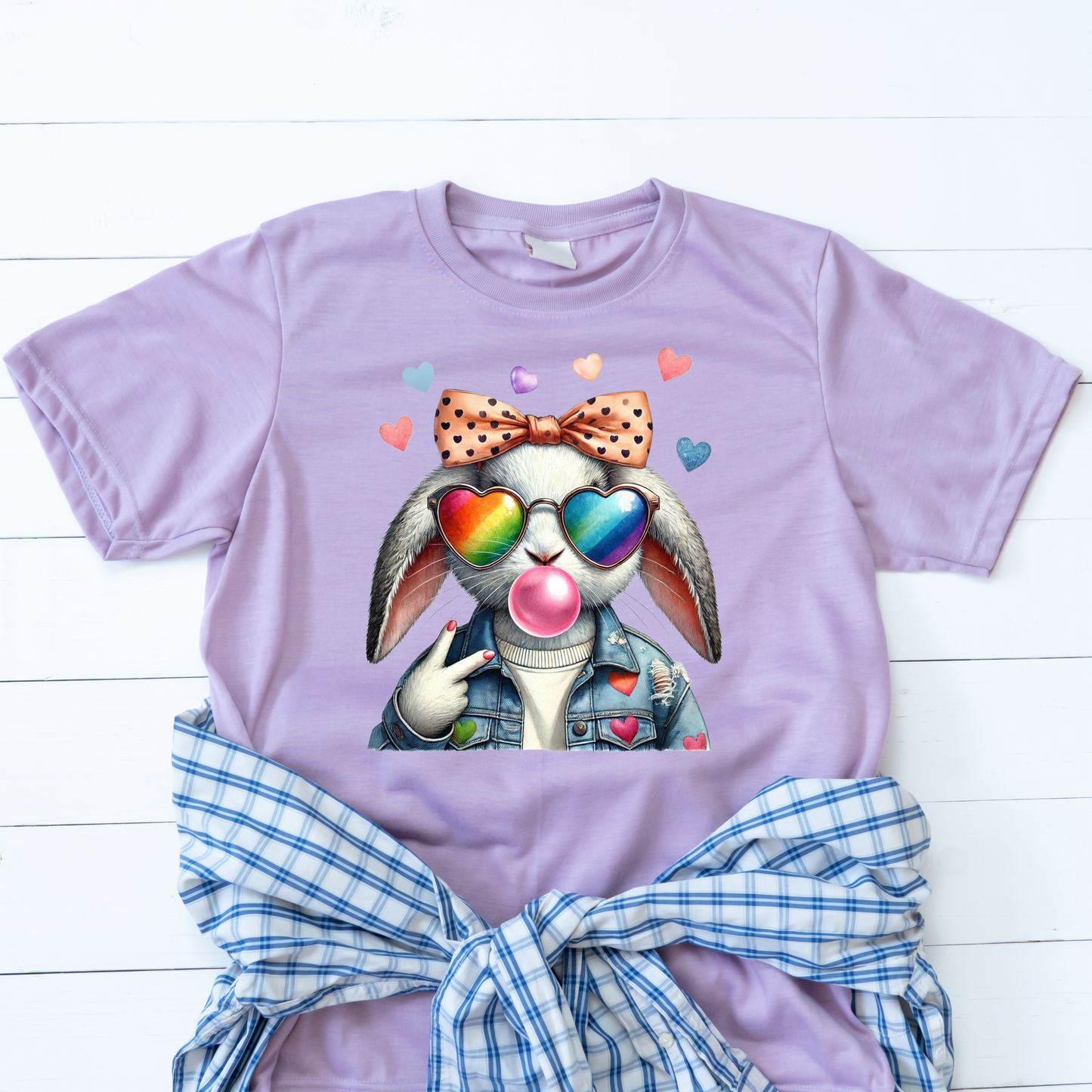 Bubble Gum Bunny Love Graphic Tee, Cute Aesthetic Bunny Rabbit Shirt, Pastel Animal Lover Gift,  Unisex Trendy Bunny Shirt Casual Wear