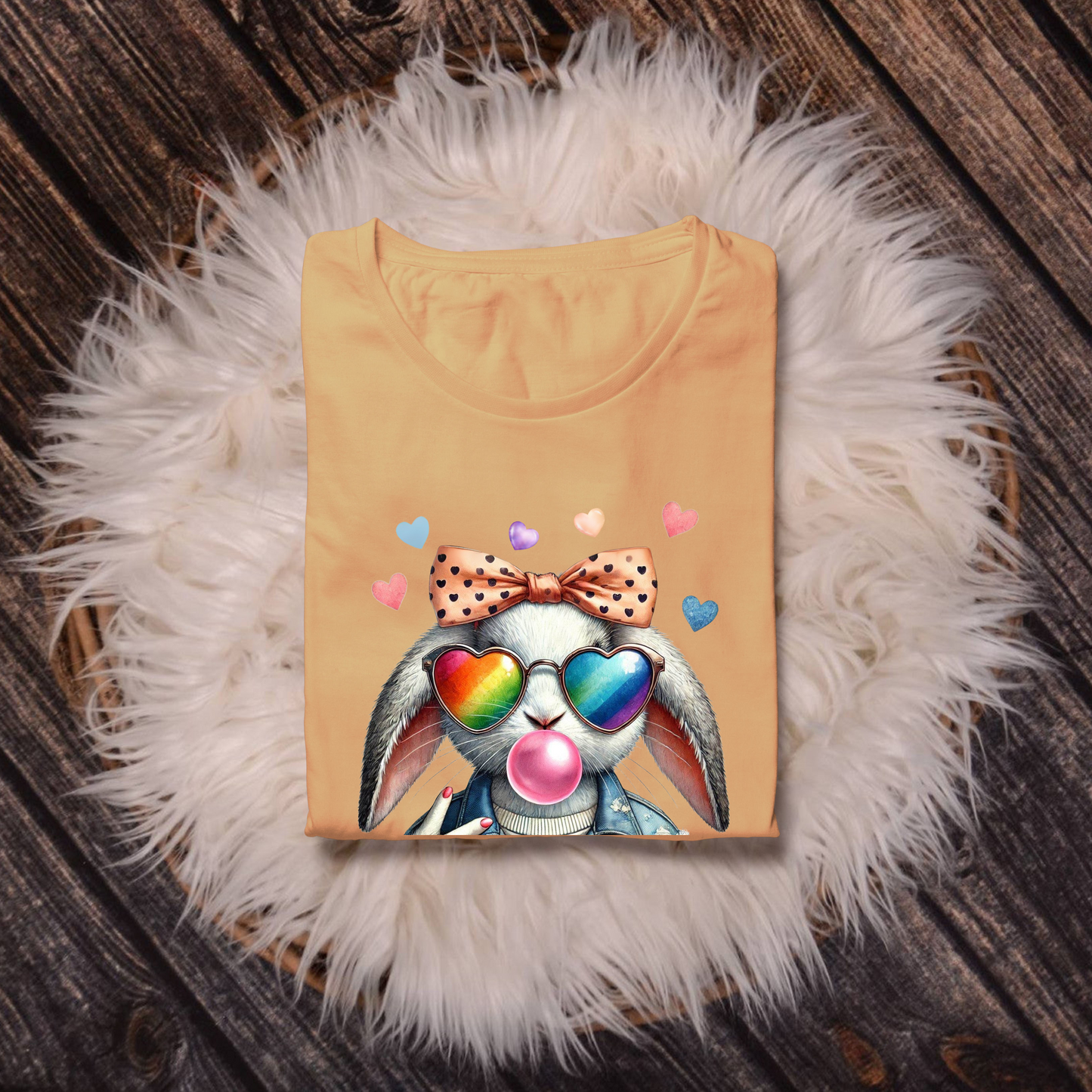 Bubble Gum Bunny Love Graphic Tee, Cute Aesthetic Bunny Rabbit Shirt, Pastel Animal Lover Gift,  Unisex Trendy Bunny Shirt Casual Wear