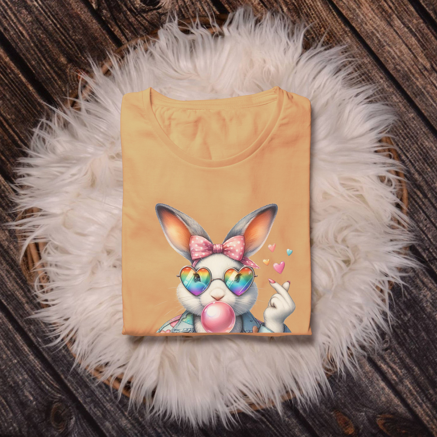 Bubble Gum Bunny Love Graphic Tee, Cute Aesthetic Bunny Rabbit Shirt, Pastel Animal Lover Gift,  Unisex Trendy Bunny Shirt Casual Wear