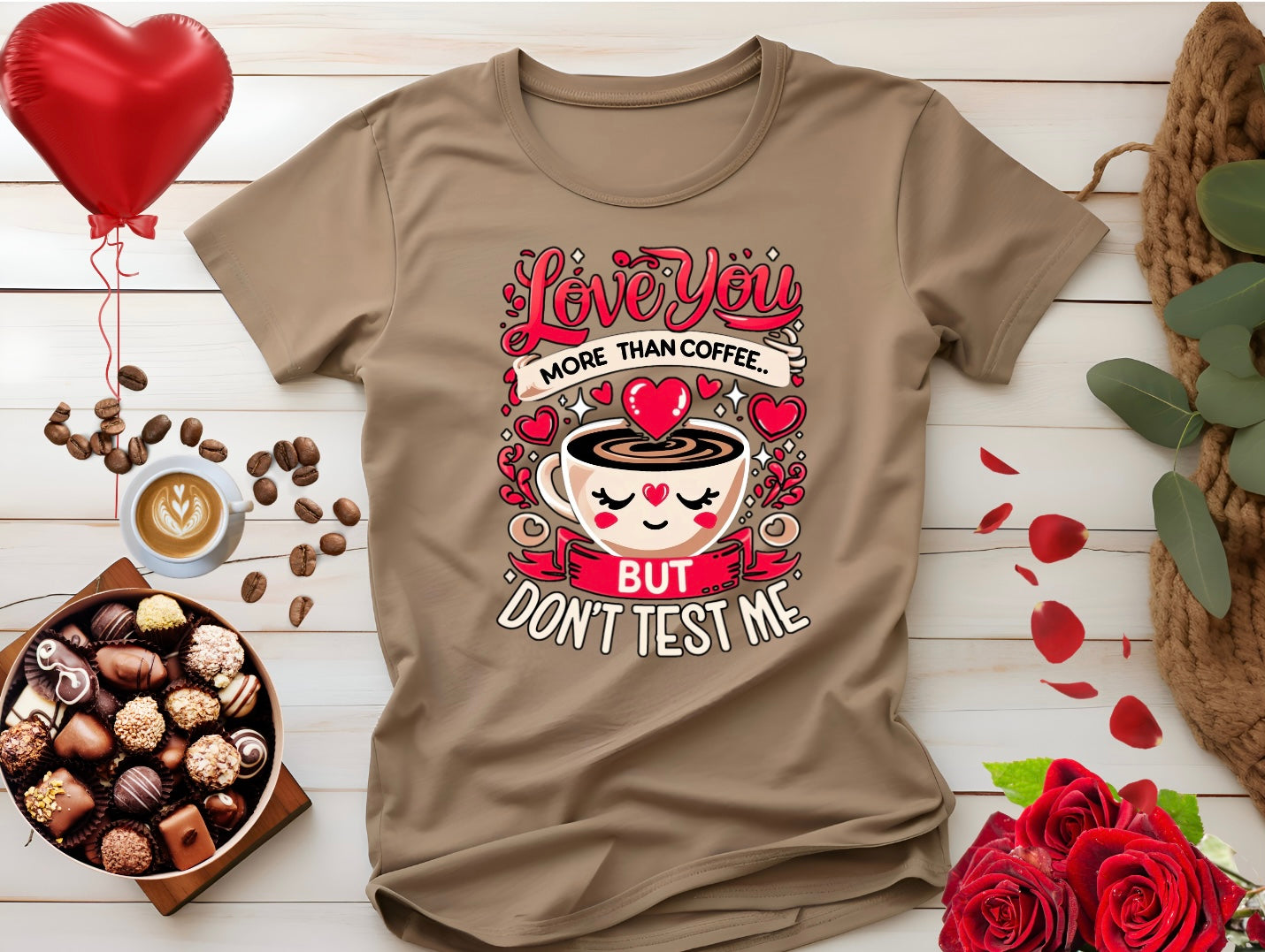 Love Coffee Test Me Unisex T-Shirt, Cute Coffee Lover Tee, Gift for Coffee Addicts Mom Friend, Funny love gift, Birthday, Valentine's Day