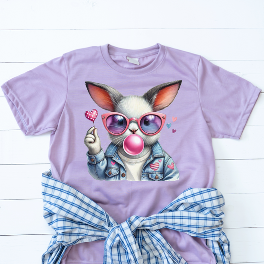 Bubble Gum Bunny Love Graphic Tee, Cute Aesthetic Bunny Rabbit Shirt, Pastel Animal Lover Gift,  Unisex Trendy Bunny Shirt Casual Wear